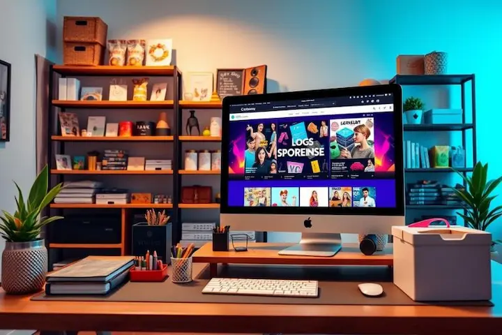 Ambiente de home office estruturado para gestão de loja virtual e implementação de modelos de venda online.