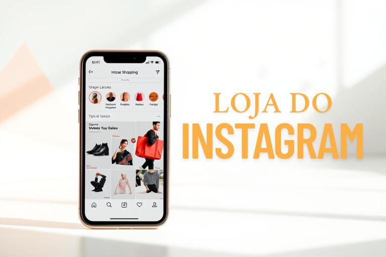 A bright, modern-looking image showcasing the advantages of using Instagram Shopping. In the foreground, a sleek smartphone displays an Instagram Shopping feed, highlighting product listings and shopping features. The middle ground features a clean, minimalist background with geometric shapes and soft, pastel colors that complement the Instagram aesthetic. In the background, subtle icons and illustrations symbolize the benefits of the platform, such as increased sales, seamless checkout, and customer engagement. The lighting is natural and diffused, creating a warm, inviting atmosphere. The overall composition is visually striking and effectively conveys the appeal of Instagram Shopping for selling products without the need for traditional advertisements. Uma imagem moderna e vibrante que demonstra as vantagens de usar o Instagram Shopping. Em primeiro plano, um smartphone elegante exibe um feed do Instagram Shopping, destacando listagens de produtos e recursos de compras. O plano central apresenta um fundo limpo e minimalista com formas geométricas e cores suaves em tons pastel que complementam a estética do Instagram. Ao fundo, ícones e ilustrações sutis simbolizam os benefícios da plataforma, como aumento nas vendas, checkout simplificado e engajamento do cliente. A iluminação é natural e difusa, criando uma atmosfera acolhedora e convidativa. A composição geral é visualmente marcante e transmite com eficácia o apelo do Instagram Shopping para a venda de produtos sem a necessidade de anúncios tradicionais.