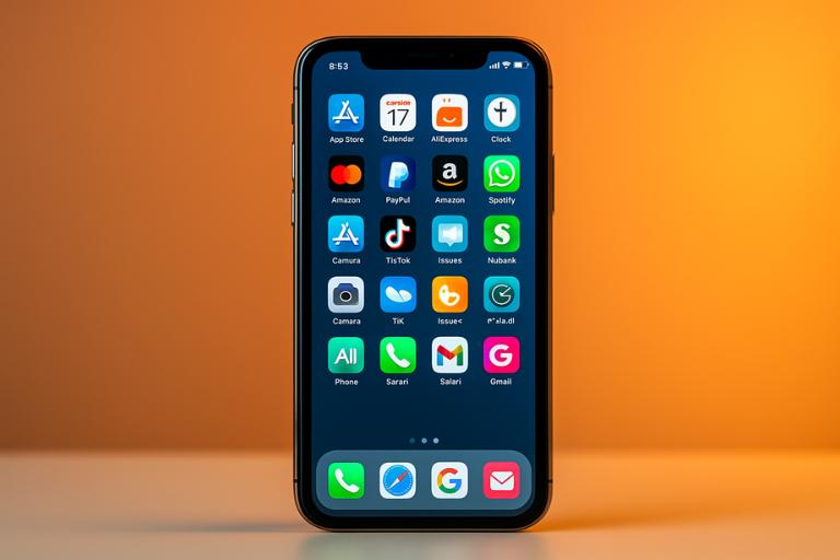 A vibrant, modern smartphone screen displays various money-making app icons against a softly blurred background. The foreground showcases a diverse array of app logos and interfaces, ranging from fintech platforms to gig economy services, all poised to help the user earn extra income. The middle ground features a faint, minimalist city skyline, hinting at the urban opportunities available through these mobile tools. The lighting is warm and inviting, with a touch of futuristic elegance. The overall composition conveys a sense of endless possibilities for earning money on the go, perfect for an introductory section on mobile-based income strategies. Uma tela vibrante e moderna de smartphone exibe diversos ícones de aplicativos para ganhar dinheiro contra um fundo suavemente desfocado. O primeiro plano exibe uma gama diversificada de logotipos e interfaces de aplicativos, que vão de plataformas fintech a serviços da economia gig, todos prontos para ajudar o usuário a obter uma renda extra. O plano central apresenta um horizonte urbano minimalista e tênue, sugerindo as oportunidades urbanas disponíveis por meio dessas ferramentas móveis. A iluminação é aconchegante e convidativa, com um toque de elegância futurista. A composição geral transmite uma sensação de infinitas possibilidades para ganhar dinheiro em qualquer lugar, perfeita para uma seção introdutória sobre estratégias de renda baseadas em dispositivos móveis.
