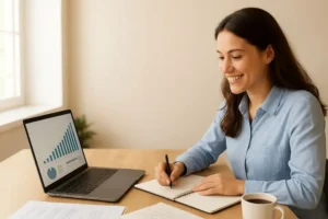 Arquitetura de negócios digitais com análise de dados, canais e ativos estratégicos em ambiente profissional.