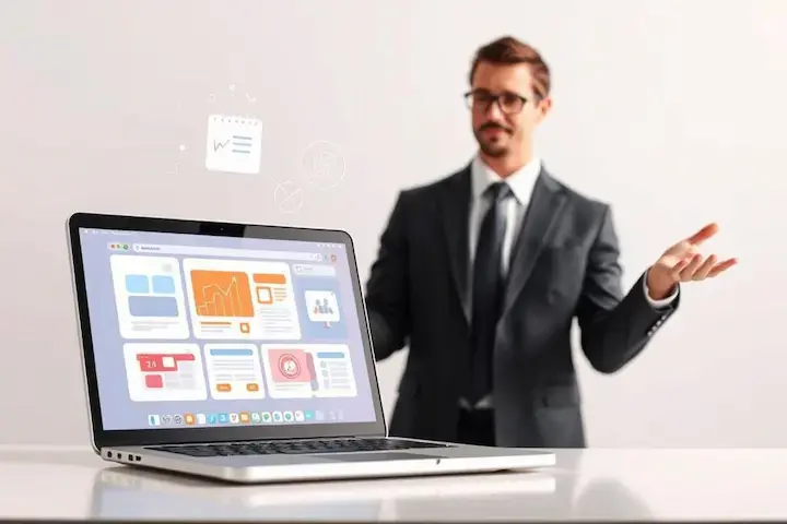 Designer analisando elementos visuais e composição gráfica para estratégias de marketing digital.