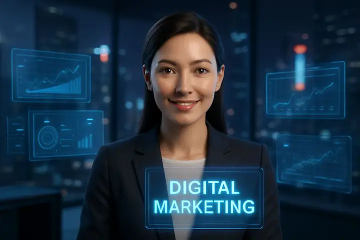 Especialista em marketing digital operando painéis de análise de dados e métricas de crescimento.