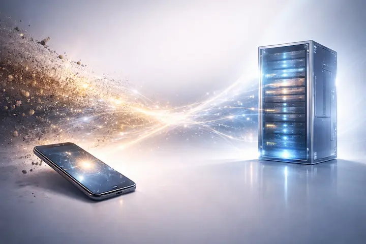 Fluxo de dados digitais representando a mudança para o rastreamento server-side em 2026.