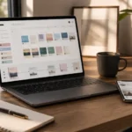 Planejamento de calendário editorial para redes sociais em ambiente de trabalho digital organizado